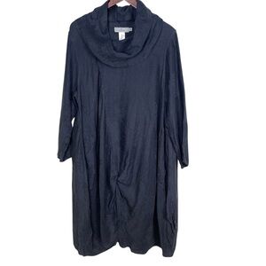 Cheyenne Linen Patterned Cowl Neck Balloon Hem Dress Size L/XL